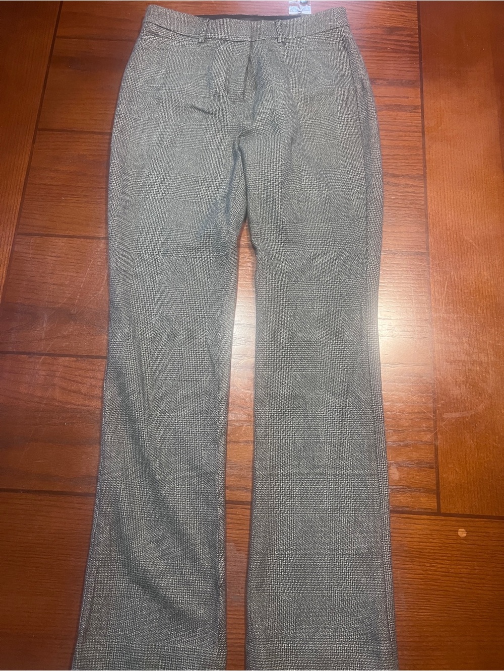 Express Women's Boot Cut Plaid Pants in Gray